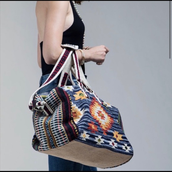 Host Pick💥 NWT Navajo Aztec Duffel High Handmade Woven Quality Bag - Picture 4 of 13